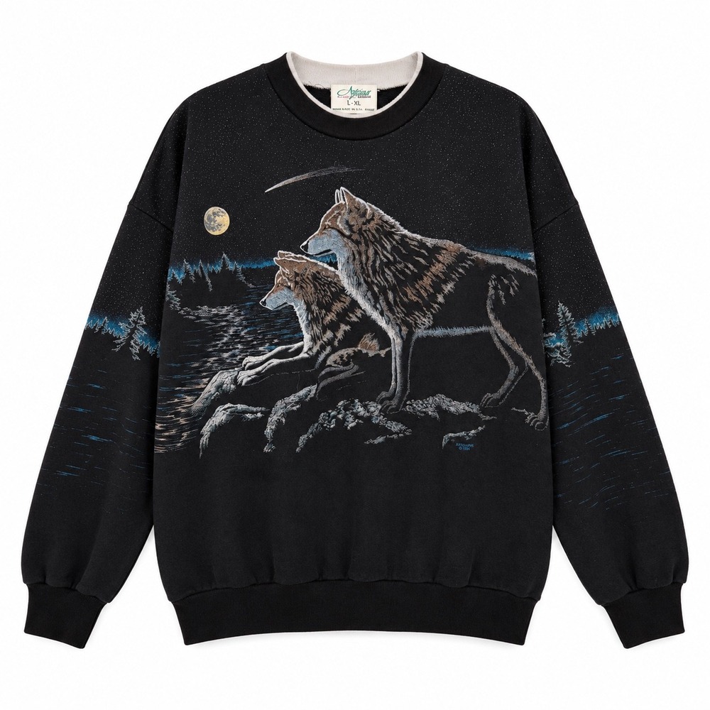 Artisan New York Vintage Wolf Graphic Sweatshirt Large / XL 90s